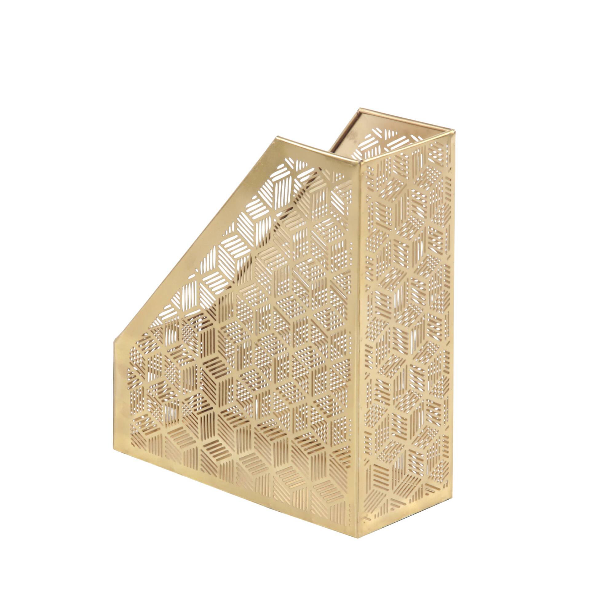 12" Gold Iron Glam Magazine Holder